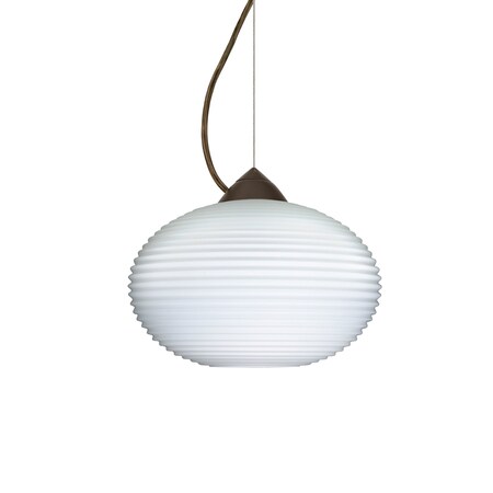 Besa Lighting Pape 10 Cord Pendant, Opal Ribbed, Bronze Finish, 1x9W LED 1KX-491207-LED-BR
